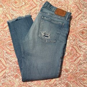 Moussy Light Blue Distressed Ankle Jeans